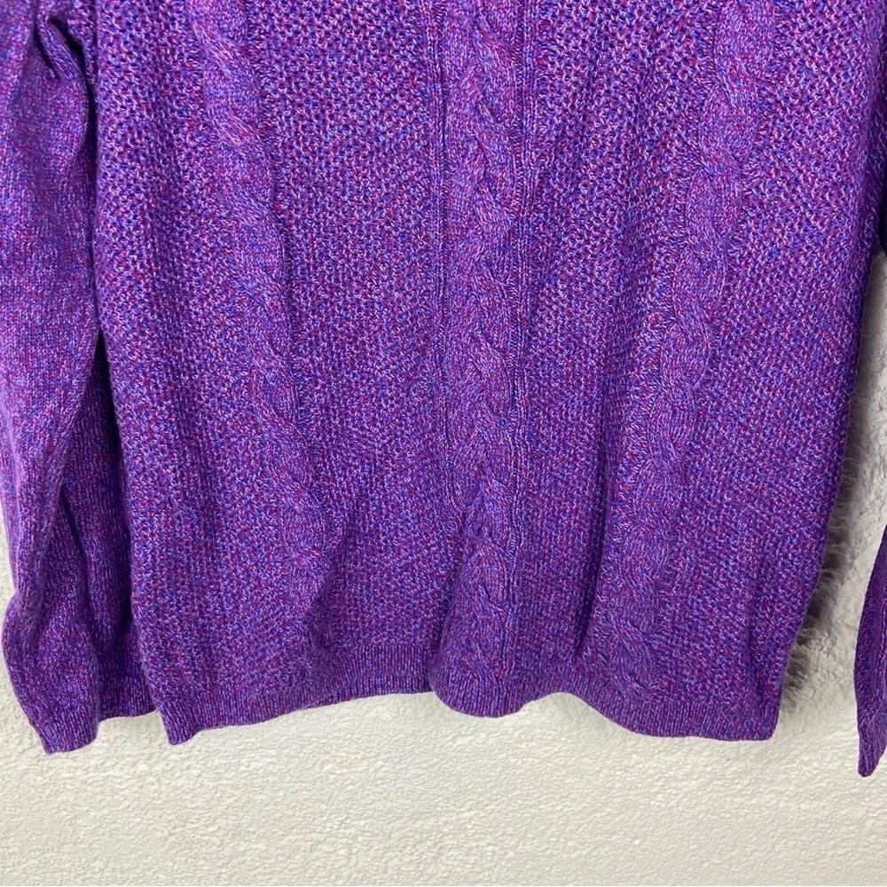 Talbots chunky cable knit Rich Purple Women's Crew Neck Sweater SZ large petite - Picture 4 of 12